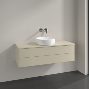 Villeroy und Boch Antao Waschtisch-Unterschrank K21050HJ 120x36x50cm, Hahnloch, Waschbeckenplattenfarbe Lack, silk grey matt lacquer