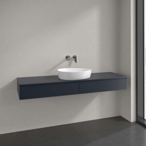 Villeroy &amp; Boch Antao vanity unit K14010HG 160x19x50cm, washbasin top color lacquer, midnight blue matt lacquer
