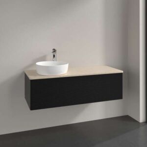 Villeroy und Boch Antao Waschtisch-Unterschrank K33113PD 120x36x50cm, Waschbeckenplattenfarbe botticino, black matt lacquer