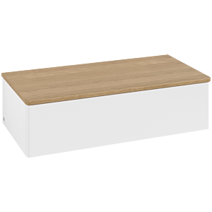 Villeroy und Boch Antao Waschtisch-Unterschrank L40001MT mit Beleuchtung, 1 Auszug, 1000 x 268 x 500 mm, Front ohne Struktur, White Matt Lacquer / Honey Oak