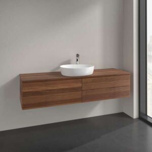 Villeroy und Boch Antao Waschtisch-Unterschrank K25152HM 160x36x50cm, Hahnlochbohrung, Waschbeckenplattenfarbe warm walnut, warm walnut