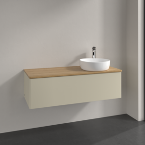 Villeroy &amp; Boch Antao vanity unit L34051HJ 120x36x50cm, tap hole, washbasin top color honey oak, silk grey matt lacquer