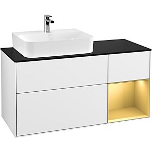 Villeroy and Boch Finion Villeroy and Boch Finion G152HFGF 120cm, cover plate black matt, Emotion, shelf left gold matt, Glossy white lacquer
