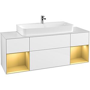 Villeroy and Boch Finion Villeroy and Boch Finion G211HFGF 160cm, cover plate white matt, Emotion, shelves gold matt lacquer, glossy white lacquer