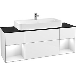 Villeroy and Boch Finion Villeroy and Boch Finion G212GFGF 160cm, cover plate black matt, Emotion, shelves Glossy white lacquer, Glossy white lacquer