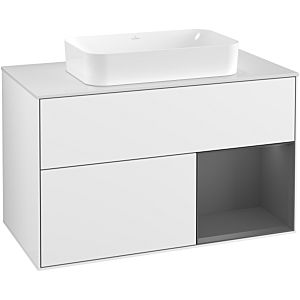 Villeroy and Boch Finion Villeroy and Boch Finion G251GKGF 100cm, cover plate white matt, Emotion, shelf on the right Anthracite matt, Glossy white lacquer