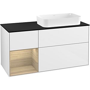 Villeroy and Boch Finion Villeroy and Boch Finion G272PCGF 120cm, cover plate black matt, Emotion, shelf on the left Oak Veneer , Glossy white lacquer