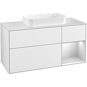 Villeroy and Boch Finion Villeroy and Boch Finion G301MTGF 120cm, cover plate white matt, Emotion, shelf on the right white matt lacquer, glossy white lacquer