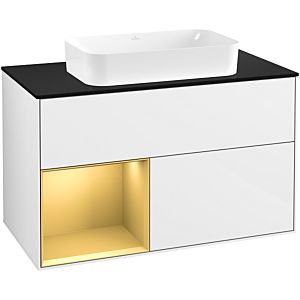 Villeroy et Boch Finion Villeroy et Boch G652HFGF 100x60.3x50.1cm, étagère gauche or mat, laqué blanc brillant