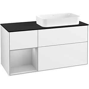 Villeroy und Boch Finion Waschtischunterschrank G682GJGF 120x60,3x50,1cm, Regal links Light grey matt, Glossy white lacquer