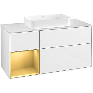 Villeroy und Boch Finion Waschtischunterschrank G701HFGF 120x60,3x50,1cm, Regal rechts Gold matt, Glossy white lacquer