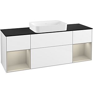Villeroy und Boch Finion Waschtischunterschrank G742HHGF 160x60,3x50,1cm, Regale sand matt lacquer, Glossy white lacquer