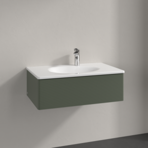 Villeroy et Boch Antao meuble sous-vasque K01100HL 78,8x25,6x49,6cm, avec structure frontale, laqué mat vert feuille