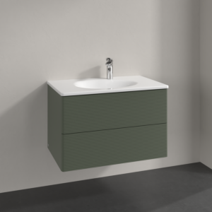 Villeroy et Boch Antao meuble sous-vasque K04100HL 78,8x50,4x49,6cm, avec structure frontale, laqué mat vert feuille
