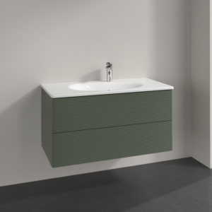 Villeroy und Boch Antao Waschtisch-Unterschrank K05100HL 98,8x50,4x49,6cm, mit Frontstruktur, leaf green matt lacquer