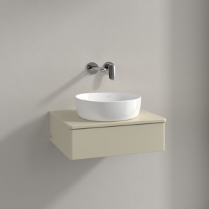 Meuble vasque Villeroy &amp; Boch Antao K07010HJ 60 x 19 x 50 cm, coloris du plan vasque : laque mate gris soie