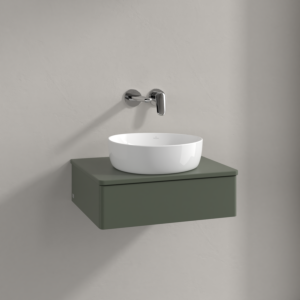 Meuble vasque Villeroy &amp; Boch Antao K07010HL 60 x 19 x 50 cm, coloris du plan vasque : laque mate vert feuille