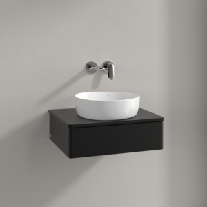 Meuble vasque Villeroy &amp; Boch Antao K07010PD 60 x 19 x 50 cm, couleur du plan vasque : laque noire mate