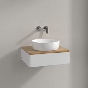 Villeroy &amp; Boch Antao vanity unit K07011GF 60x19x50cm, washbasin top color honey oak, glossy white lacquer