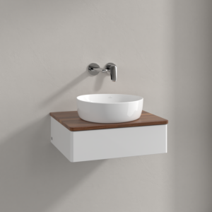 Villeroy und Boch Antao Waschtisch-Unterschrank K07012GF 60x19x50cm, Waschbeckenplattenfarbe warm walnut, glossy white lacquer