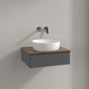 Villeroy &amp; Boch Antao vanity unit K07012GK 60x19x50cm, washbasin top color warm walnut, anthracite matt lacquer