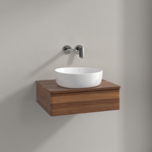 Meuble vasque Villeroy &amp; Boch Antao K07012HM 60x19x50cm, plan vasque couleur noyer chaud, noyer chaud