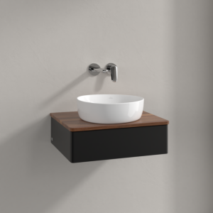 Villeroy &amp; Boch Antao vanity unit K07012PD 60x19x50cm, washbasin top color warm walnut, black matt lacquer