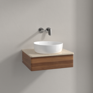Villeroy &amp; Boch Antao vanity unit K07013HM 60x19x50cm, washbasin top color botticino, warm walnut