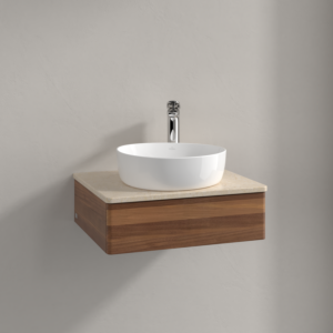 Villeroy &amp; Boch Antao vanity unit K07053HM 60x19x50cm, tap hole, washbasin top color botticino, warm walnut