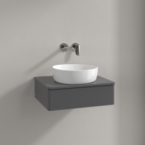 Meuble vasque Villeroy &amp; Boch Antao K07110GK 60 x 19 x 50 cm, coloris du plan vasque : laque anthracite mate