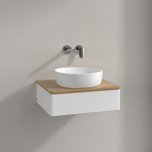 Villeroy &amp; Boch Antao vanity unit K07111MT 60x19x50cm, washbasin top color honey oak, white matt lacquer