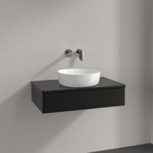 Villeroy &amp; Boch Antao vanity unit K08010PD 80x19x50cm, washbasin top color: black matt lacquer