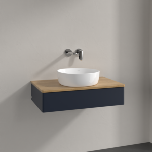 Villeroy und Boch Antao Waschtisch-Unterschrank K08011HG 80x19x50cm, Waschbeckenplattenfarbe honey oak, midnight blue matt lacquer