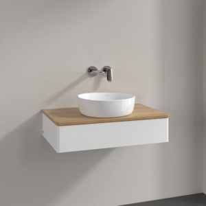 Villeroy &amp; Boch Antao vanity unit K08011MT 80x19x50cm, washbasin top color honey oak, white matt lacquer