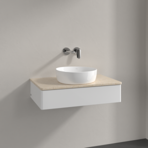 Villeroy &amp; Boch Antao vanity unit K08013GF 80x19x50cm, washbasin top color botticino, glossy white lacquer