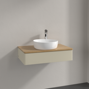 Villeroy und Boch Antao Waschtisch-Unterschrank K08051HJ 80x19x50cm, Hahnloch, Waschbeckenplattenfarbe honey oak, silk grey matt lacquer