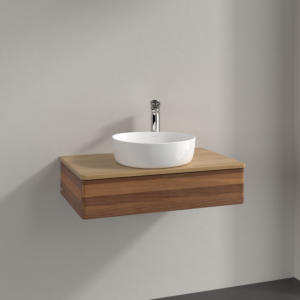 Villeroy und Boch Antao Waschtisch-Unterschrank K08051HM 80x19x50cm, Hahnloch, Waschbeckenplattenfarbe honey oak, warm walnut