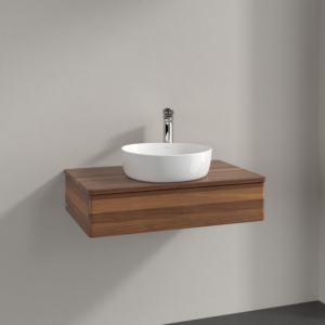 Villeroy und Boch Antao Waschtisch-Unterschrank K08052HM 80x19x50cm, Hahnloch, Waschbeckenplattenfarbe warm walnut, warm walnut