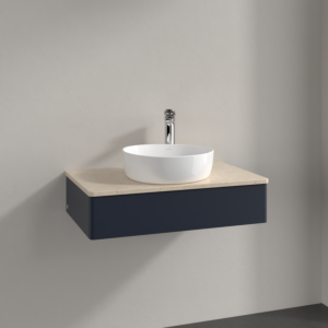 Villeroy und Boch Antao Waschtisch-Unterschrank K08053HG 80x19x50cm, Hahnloch, Waschbeckenplattenfarbe botticino, midnight blue matt lacquer