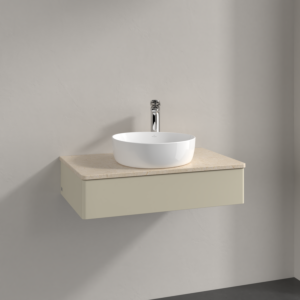 Villeroy und Boch Antao Waschtisch-Unterschrank K08053HJ 80x19x50cm, Hahnloch, Waschbeckenplattenfarbe botticino, silk grey matt lacquer