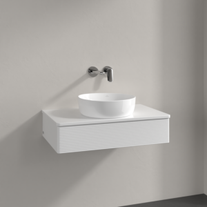 Meuble vasque Villeroy &amp; Boch Antao K08110GF 80 x 19 x 50 cm, couleur du plan vasque : laque blanche brillante