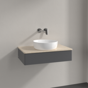 Villeroy und Boch Antao Waschtisch-Unterschrank K08113GK 80x19x50cm, Waschbeckenplattenfarbe botticino, anthracite matt lacquer