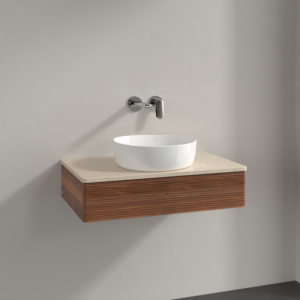 Villeroy &amp; Boch Antao vanity unit K08113HM 80x19x50cm, washbasin top color botticino, warm walnut