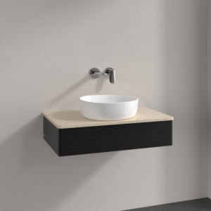 Villeroy und Boch Antao Waschtisch-Unterschrank K08113PD 80x19x50cm, Waschbeckenplattenfarbe botticino, black matt lacquer