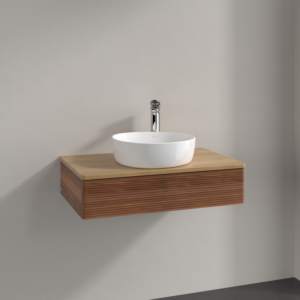 Villeroy und Boch Antao Waschtisch-Unterschrank K08151HM 80x19x50cm, Hahnloch, Waschbeckenplattenfarbe honey oak, warm walnut
