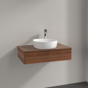 Villeroy und Boch Antao Waschtisch-Unterschrank K08152HM 80x19x50cm, Hahnloch, Waschbeckenplattenfarbe warm walnut, warm walnut