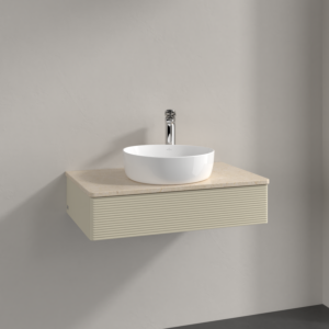 Villeroy und Boch Antao Waschtisch-Unterschrank K08153HJ 80x19x50cm, Hahnloch, Waschbeckenplattenfarbe botticino, silk grey matt lacquer