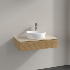 Villeroy und Boch Antao Waschtisch-Unterschrank K08153HN 80x19x50cm, Hahnloch, Waschbeckenplattenfarbe botticino, honey oak