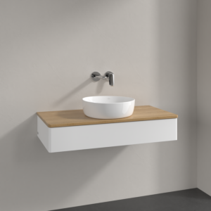 Villeroy und Boch Antao Waschtisch-Unterschrank K09011MT 100x19x50cm, Waschbeckenplattenfarbe honey oak, white matt lacquer