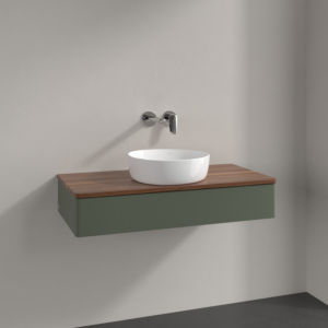 Villeroy und Boch Antao Waschtisch-Unterschrank K09012HL 100x19x50cm, Waschbeckenplattenfarbe warm walnut, leaf green matt lacquer